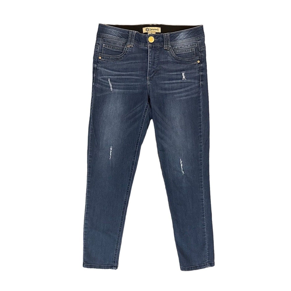 Democracy Ab Technology Skinny Blue Medium Wash Denim Jeans Size 8 Distressed